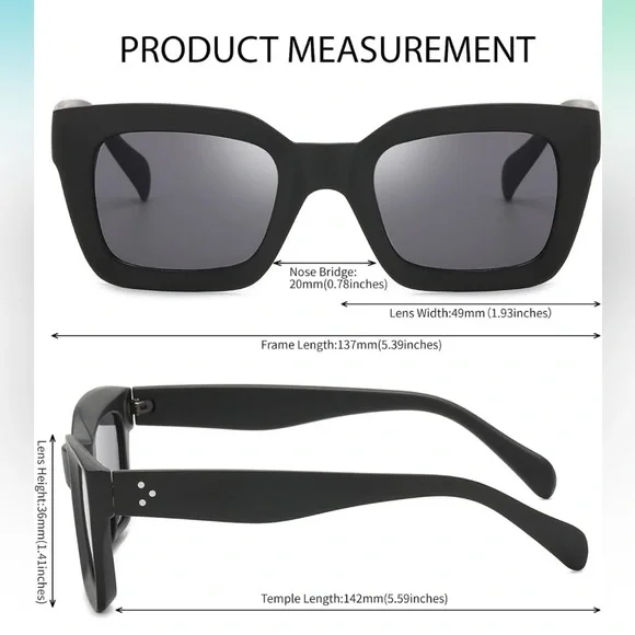 Matte Black Acrylic Framed Sunglasses OS New - Picture 5 of 5